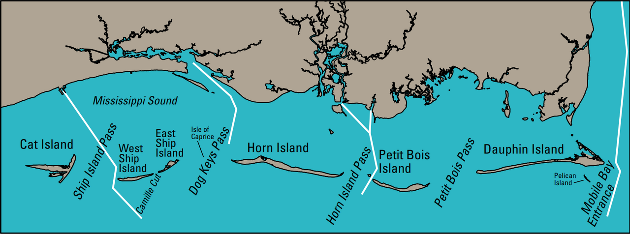 Map of the Mississippi-Alabama barrier islands