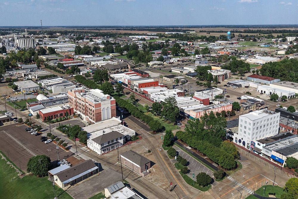 Downtown Cleveland, Mississippi, from the air