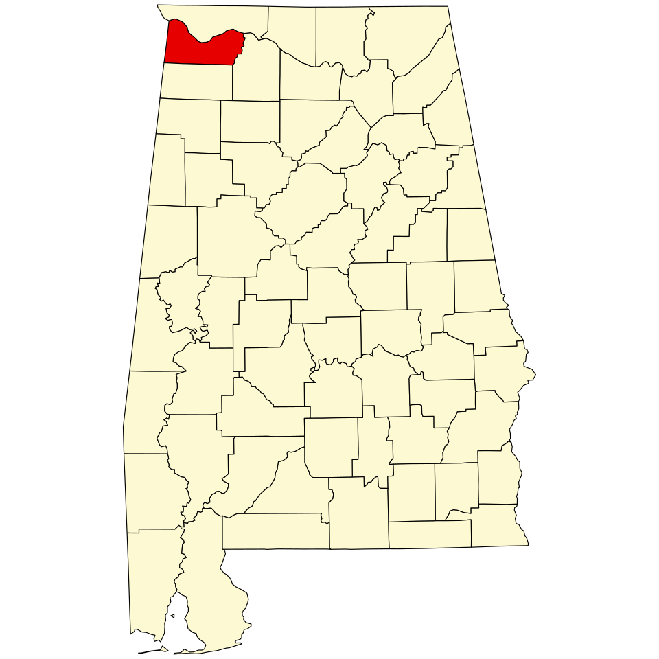 Map of Alabama highlighting Colbert County