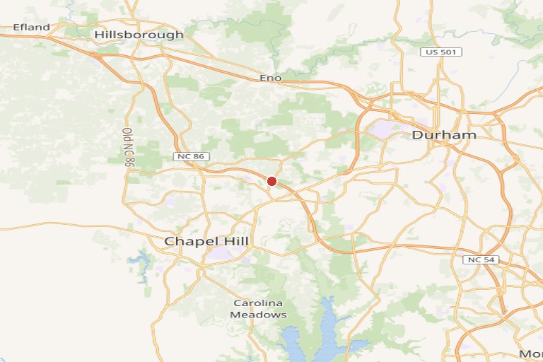 Map of Chapel Hill and Durham, North Carolina